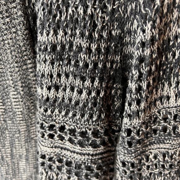 Roxy Sweater Womens Size Small Dark Gray Marled Open Knit Hoodie Cardigan - Picture 9 of 12